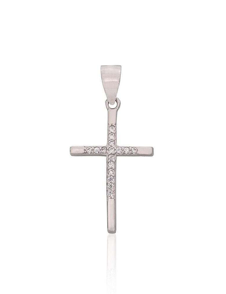 Sudraba krustiņa kulons ar cirkoniem – 925° sudrabs ar rodija pārklājumu, 27 mm