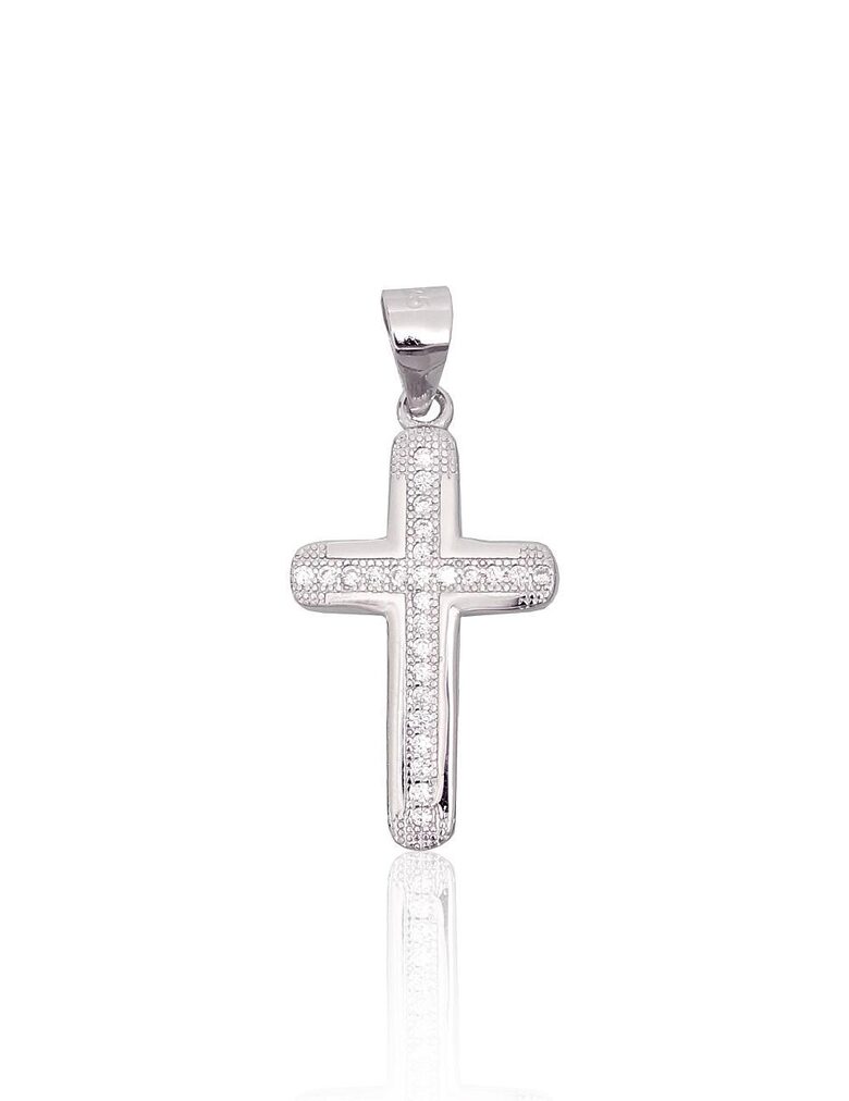 Sudraba kulons “Krustiņš” ar cirkoniem, 925° sudrabs 