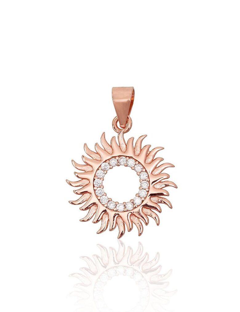 Серебряный кулон «Солнце» с цирконами, серебро 925° с золотым покрытием