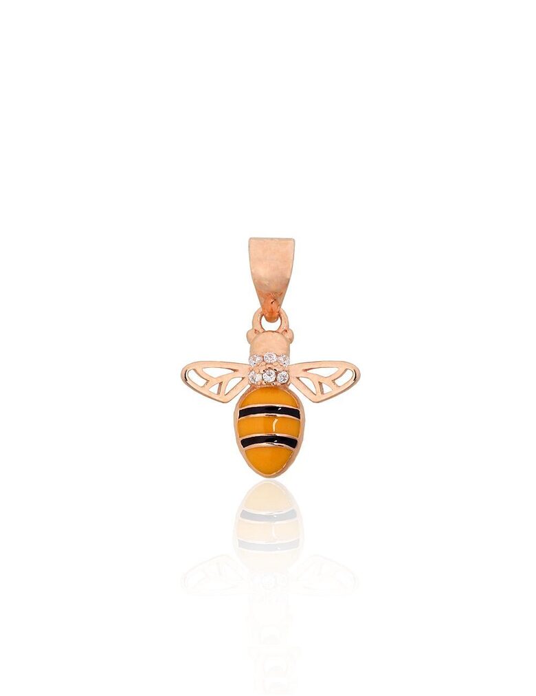 Children’s Silver Pendant Bee with Zirconia, Enamel, 925, 18 mm