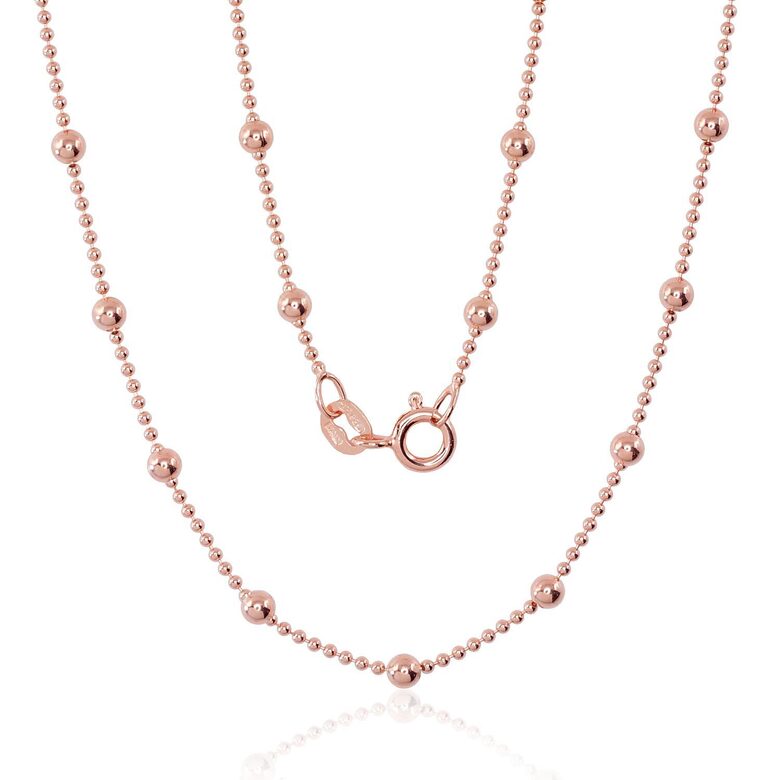 Серебряная цепочка с шариками 1–3 мм, 50 см – серебро 925, покрытие красным золотом