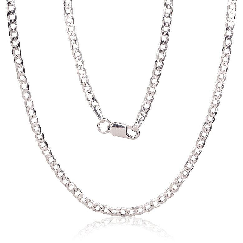 Silver Cartier Chain 2.5 mm with Diamond-Cut Finish – 925 Sterling Silver, 60 cm