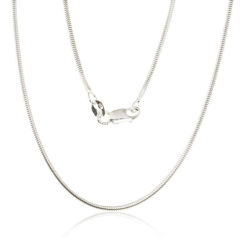 Snake Sterling Silver Chain 1.5 mm, 925 Silver, 45 cm