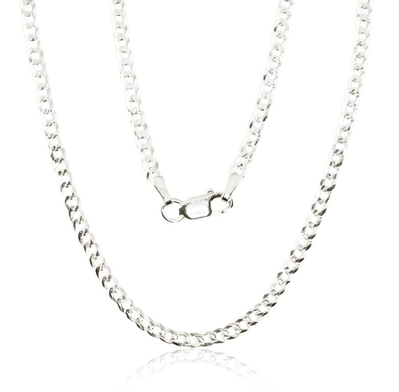 Vīriešu sudraba ķēdīte Kartjē (Flat Curb) 3.8 mm, dimanta apstrāde, 925° sudrabs, 50 cm