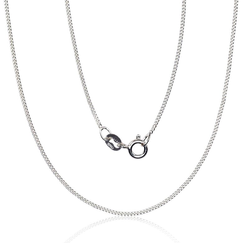 Children’s 925 Silver Cartier Chain 1 mm with Diamond Cut and Rhodium Finish, 38 cm
