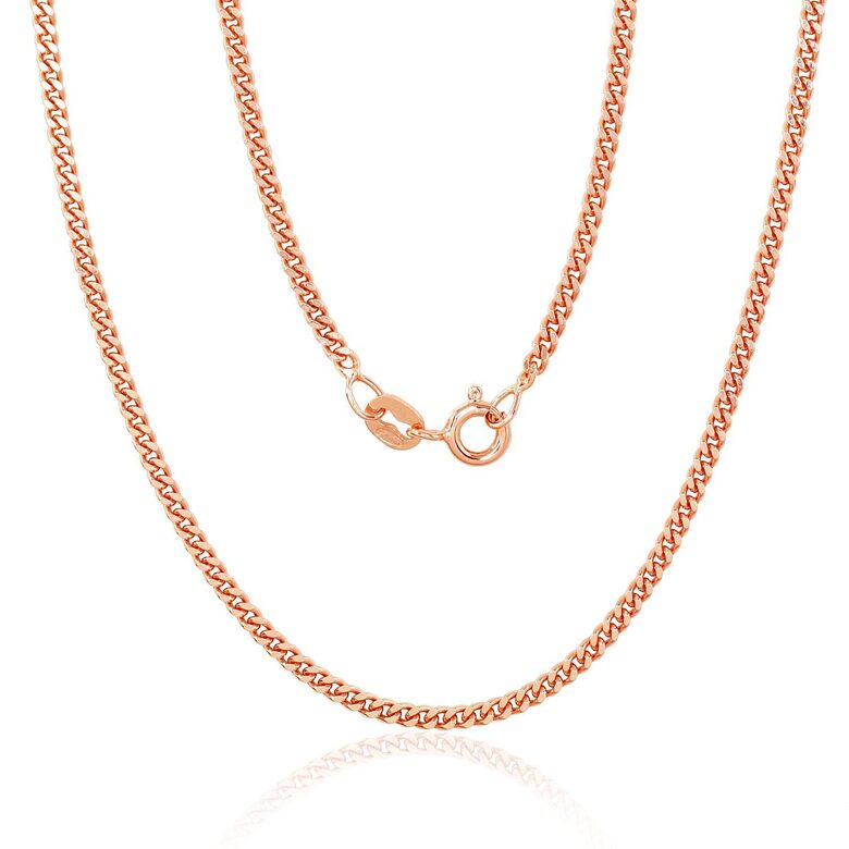 Sidabrinė Cartier grandinėlė 2 mm su deimantiniu šlifavimu, 55 cm – padengta raudonuoju auksu (925)