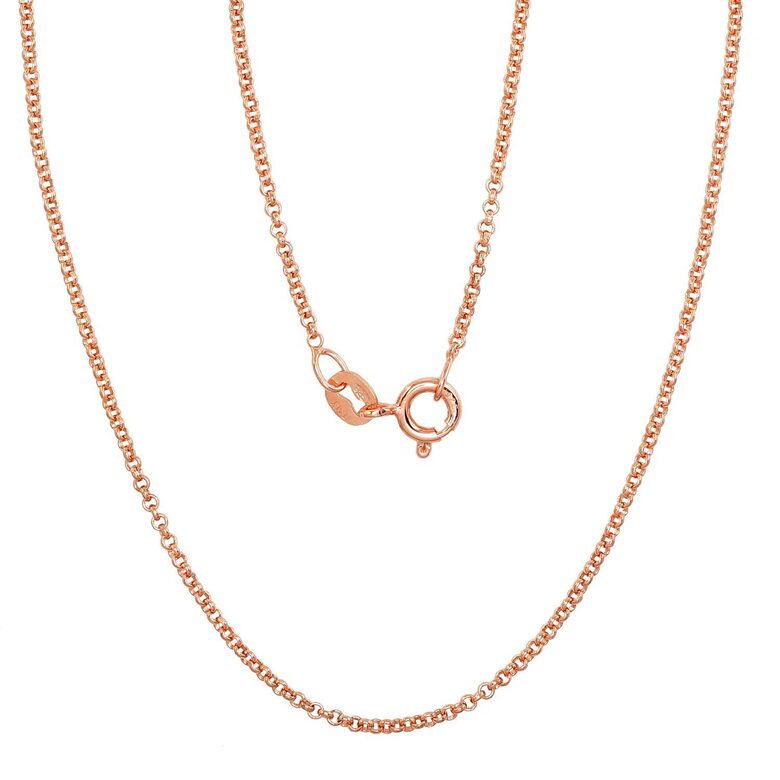 Sidabrinė grandinėlė Rollo 1 mm, 925 sidabras, rožinio aukso padengimas, 45 cm