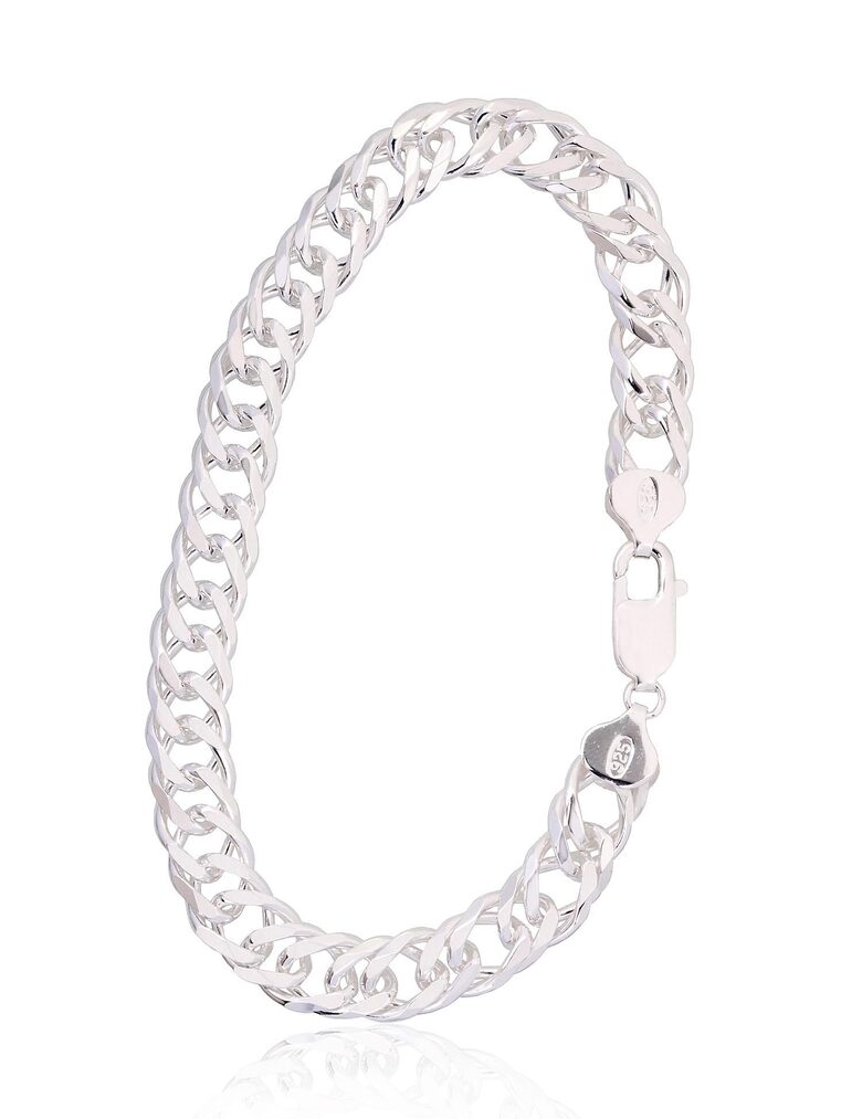 Vīriešu sudraba aproce Dubultais rombs 8.5 mm, Sudrabs 925°, dimanta apstrāde, 24 cm