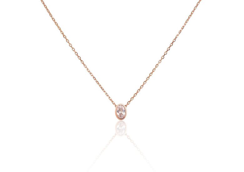 Серебряное ожерелье с цирконием, серебро 925°, покрытие красным золотом