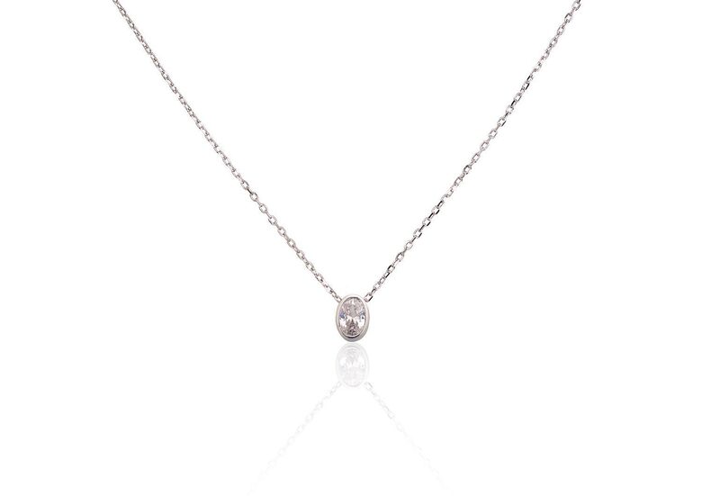 Серебряное ожерелье с цирконием, серебро 925°, родиевое покрытие