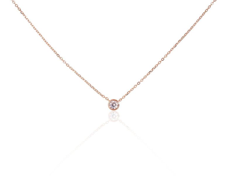 Нежное серебряное колье с цирконами, серебро 925° с покрытием красным золотом