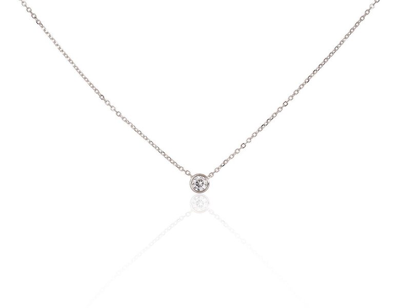 Серебряное колье с цирконами, серебро 925° с родиевым покрытием