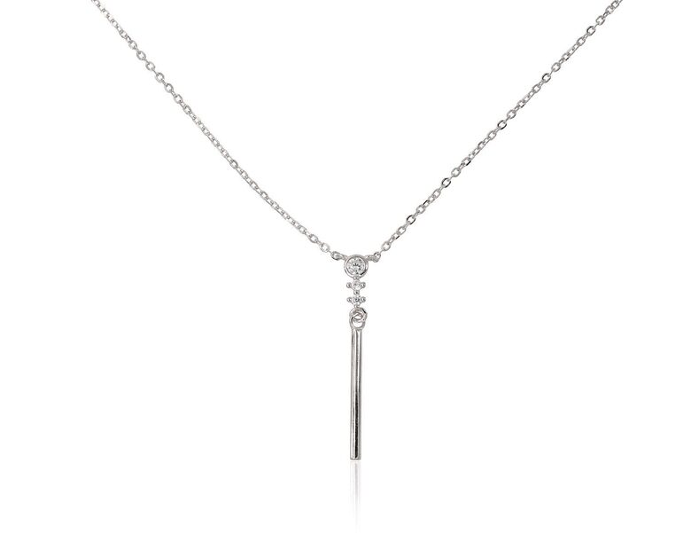 Серебряное колье с цирконами, серебро 925° с родиевым покрытием