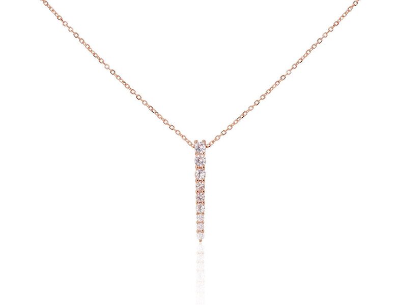 Элегантное серебряное колье с цирконами, серебро 925°