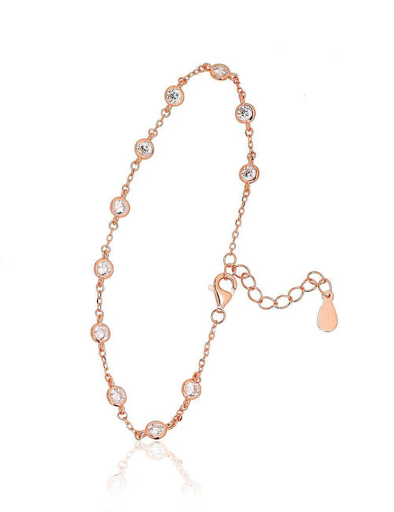 Silver Bracelet “Shine”, 925°, Red Gold Plated, Zirconia Silver