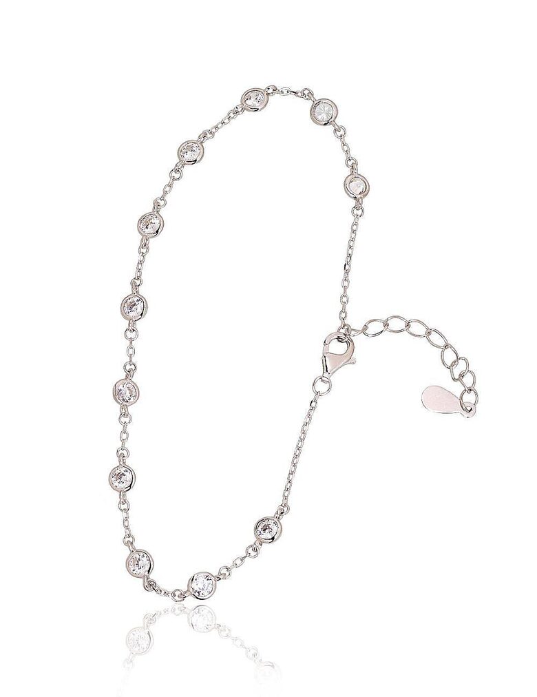 Серебряный браслет с цирконами, 925°, родиевое покрытие, 18 см