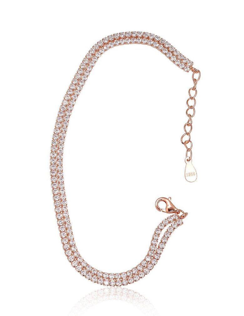 Sudraba aproce ar cirkoniem, 925° sudrabs, sarkanā zelta pārklājums, 17 izm.