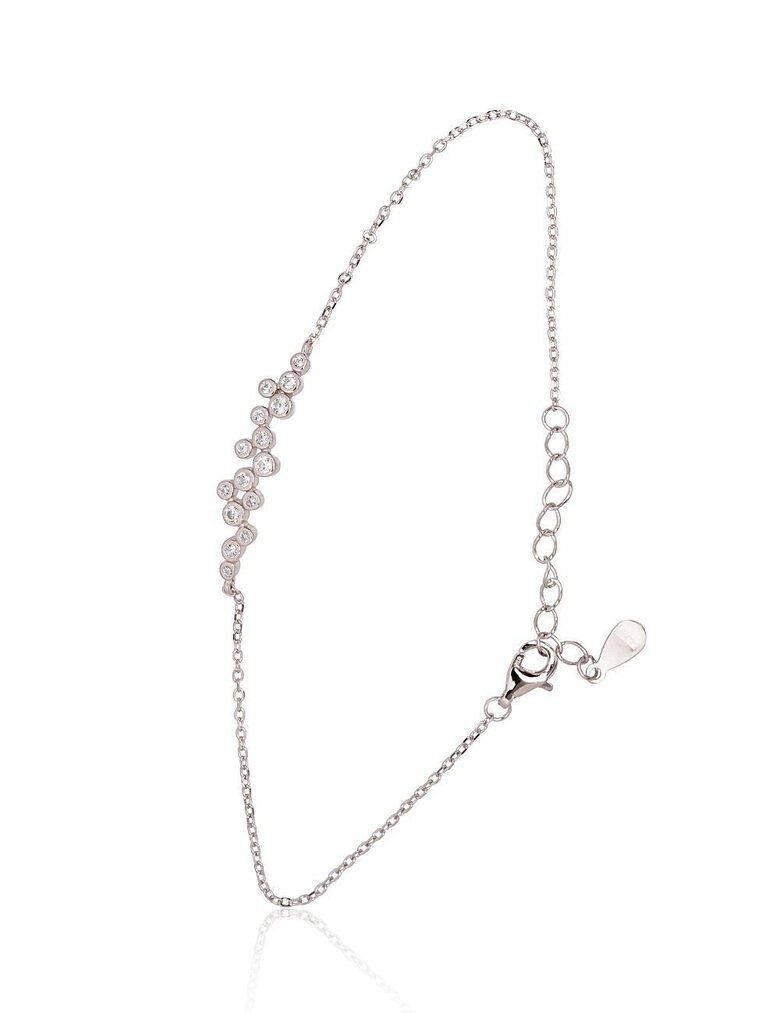 Серебряный браслет с цирконами, серебро 925° с родиевым покрытием, размер 17