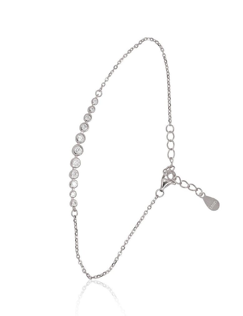 Sudraba aproce ar cirkoniem, 925° sudrabs ar rodija pārklājumu, garums 17 cm