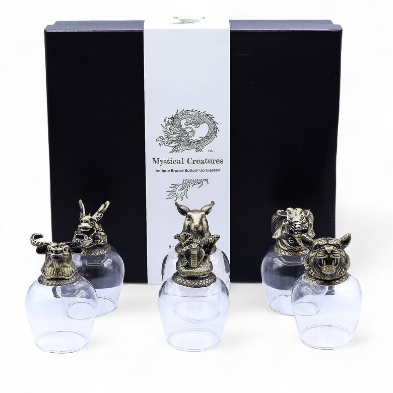 Dāvanu komplekts vīriešiem – 6 “Mystical Creatures” Bottom Up glāzes (100 ml)