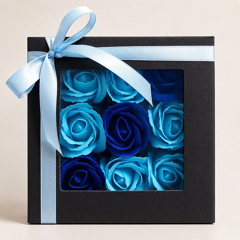 Bath Flowers in a Box - 9 Roses - Cloud