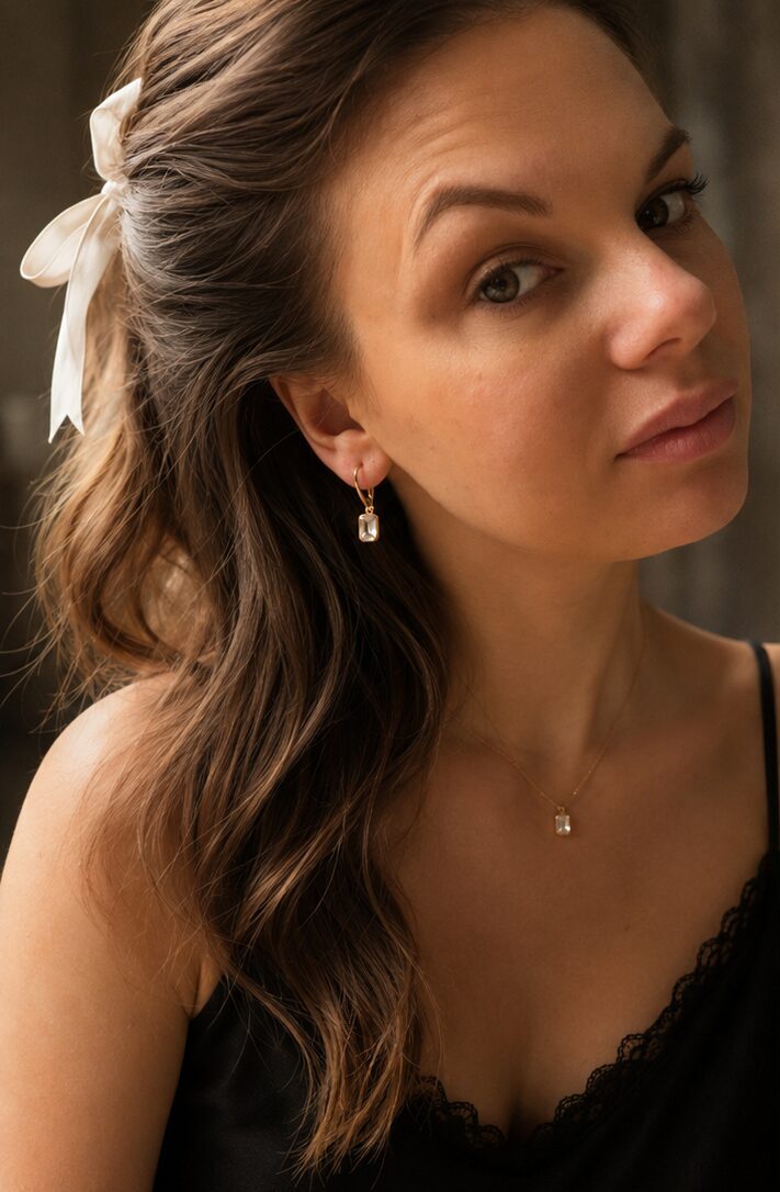 Gold-Plated Sterling Silver Jewelry Set with White Zirconia