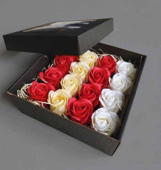Soap Roses in Box Romantic – 16 pcs, Gift for Women