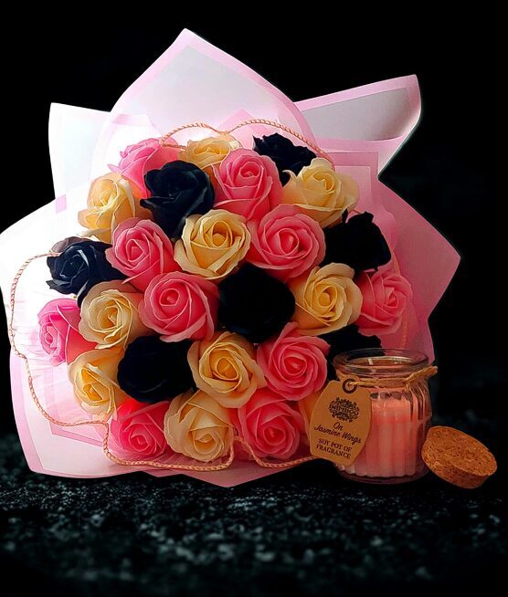 Soap Rose Bouquet “Black Elegance” – 27 Scented Roses