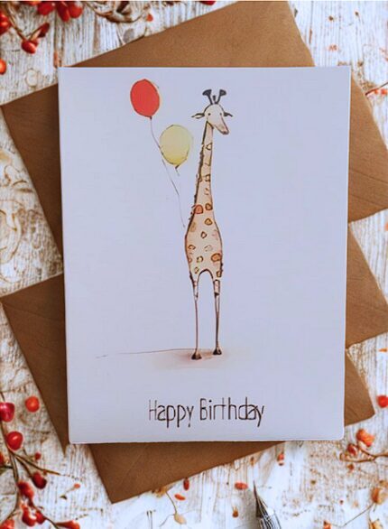 Sveikinimo atvirukas „Happy Birthday Žirafa“ su vokeliu