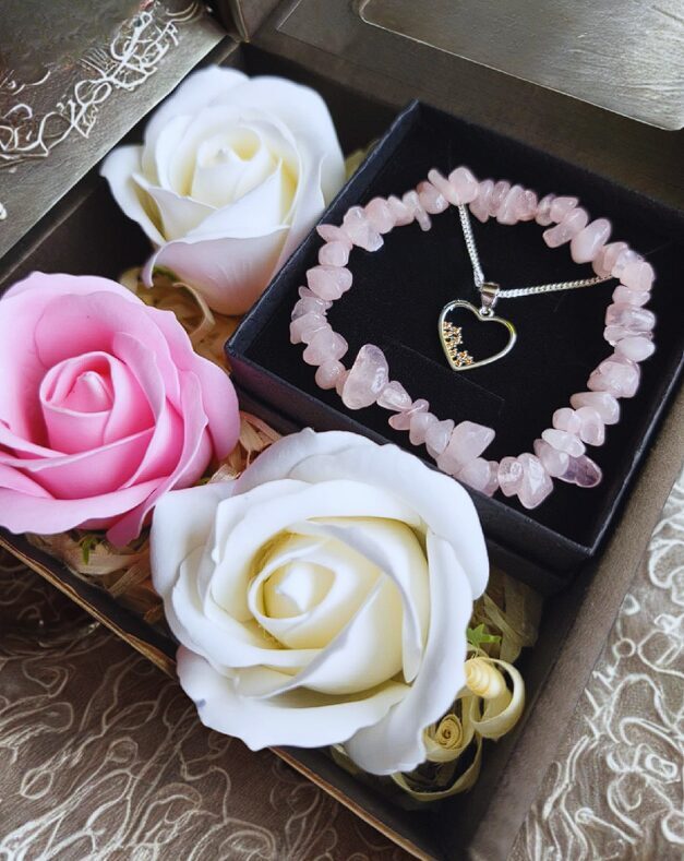 Romantic Gift with Heart Pendant and Rose Quartz