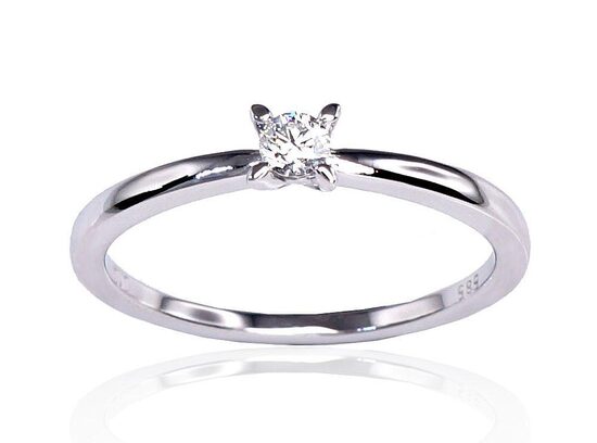 Помолвочное кольцо из белого золота с бриллиантами 0.10 Ct, размер 17.5