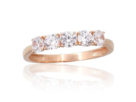 Zelta gredzens ar cirkoniem, Sarkanais Zelts 585°, 20.5 izm