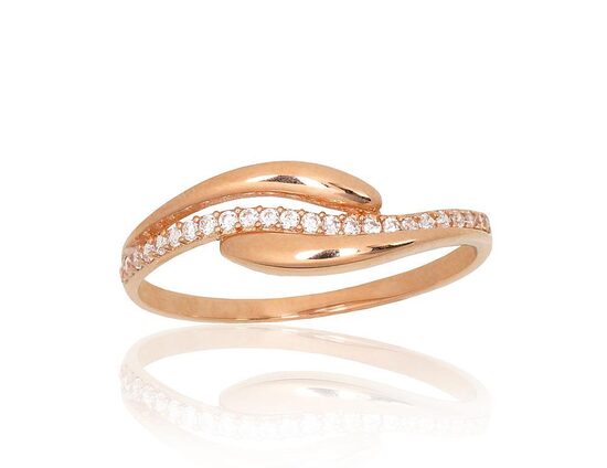 Zelta gredzens ar cirkoniem, Sarkanais Zelts 585°, 18.5 izm.