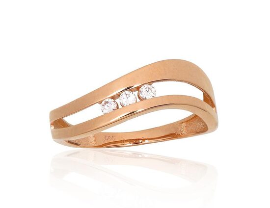 Zelta gredzens ar cirkoniem, Sarkanais Zelts 585°, 20 izm.