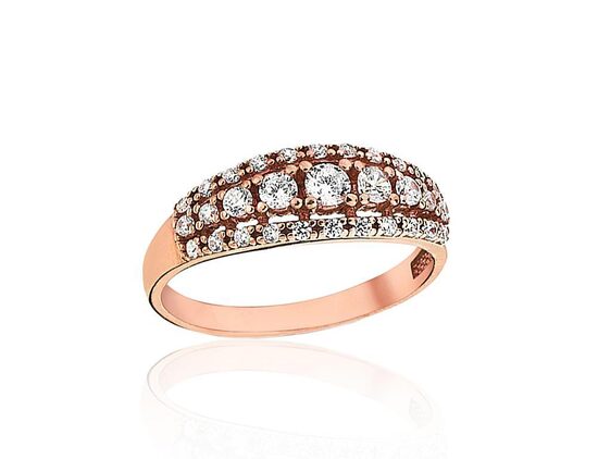 Zelta gredzens ar cirkoniem, 585° sarkanais zelts izm. 20.5