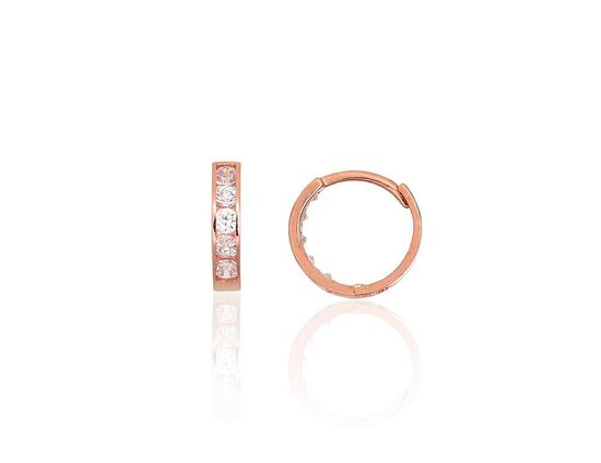 Gold hoop earrings , Red Gold 585°, Zirkons 