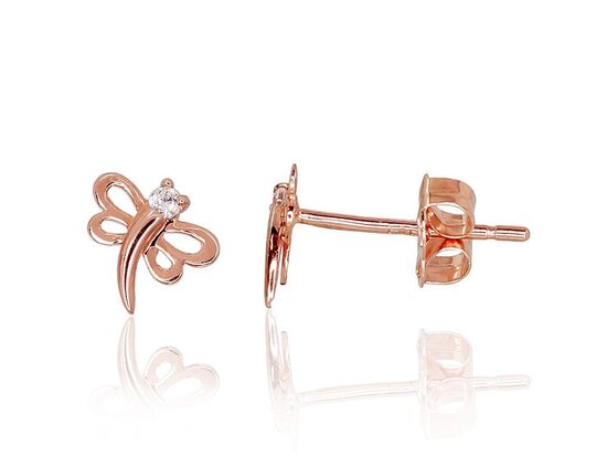 Bērnu zelta auskari-nagliņas “Spāre” ar cirkoniem, 585° sarkanais zelts