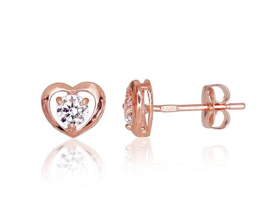 Bērnu zelta auskari-nagliņas, Sarkanais Zelts 585°, Cirkoni Sirsniņa, 0.6 g, 5 mm