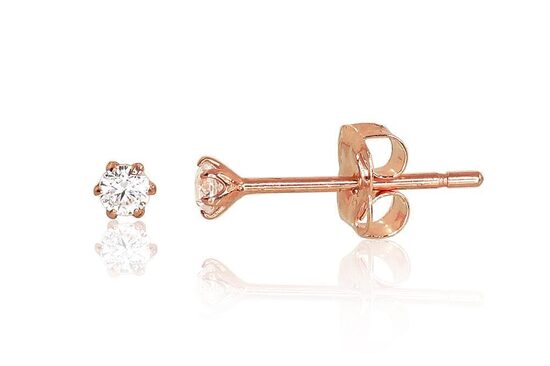 Bērnu zelta auskari-nagliņas ar cirkoniem, 585° sarkanais zelts