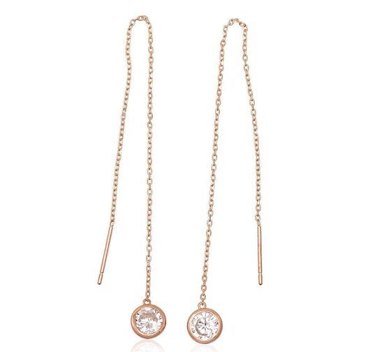 Zelta garie auskari, Sarkanais Zelts 585°, Cirkoni, 97 mm