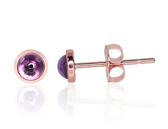 Zelta auskari-nagliņas, Sarkanais Zelts 585°, Ametists, 0.41 g, 4 mm