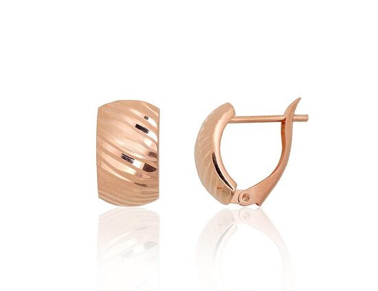 Women’s Gold Earrings with English Lock – 585° Red Gold, 1.63 g, 13 mm