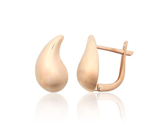 Золотые серьги с английским замком, Красное Золото 585°