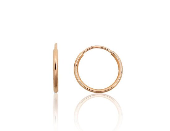 Gold Hoop Earrings, Red Gold 585°, 13 mm