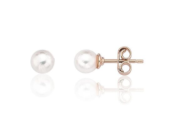 Gold stud earrings with pearls, 585° red gold