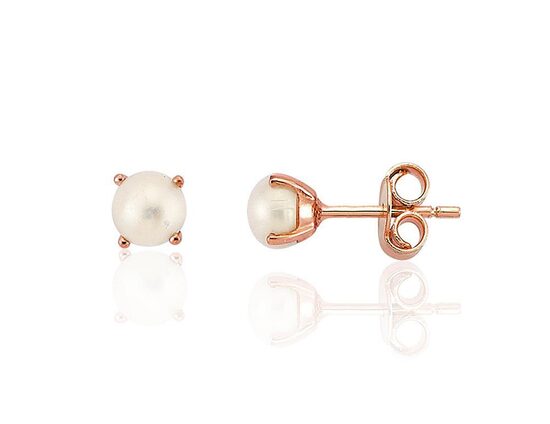 Gold stud earrings with pearls, 585° red gold
