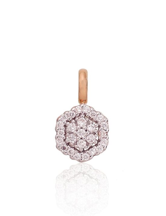 Золотой кулон с бриллиантами, красное золото 585°, родиевое покрытие, 11 мм