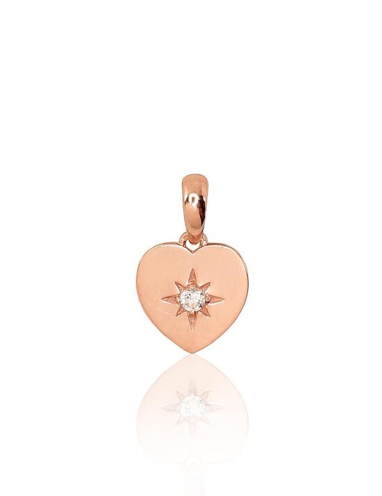 Gold Heart Pendant with Zircons – 585 Red Gold