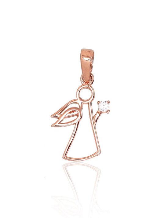 Women’s Gold Pendant with Zirconia – Red Gold 585°, 0.53 g, 19 mm