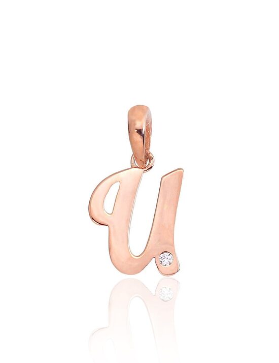 Zelta kulons burts “U” ar cirkoniem, sarkanais zelts 585°